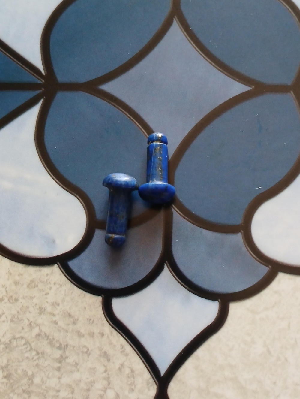 6g Genuine Hand Carved Lapis Single Flare Plugs Earrings